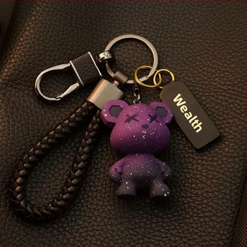 Υψηλής ποιότητας μπρελόκ αυτοκινήτου με αρκούδα, αρσενικό και θηλυκό, με κινούμενα σχέδια, χαριτωμένο μπρελόκ αυτοκινήτου με αρκούδα και έναστρο ουρανό, κρεμαστό μπρελόκ