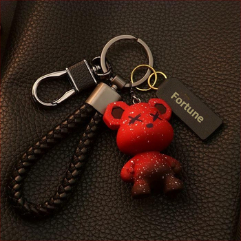 Υψηλής ποιότητας μπρελόκ αυτοκινήτου με αρκούδα, αρσενικό και θηλυκό, με κινούμενα σχέδια, χαριτωμένο μπρελόκ αυτοκινήτου με αρκούδα και έναστρο ουρανό, κρεμαστό μπρελόκ