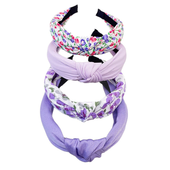 Διασυνοριακός ανεξάρτητος σταθμός άνοιξη και καλοκαίρι μωβ υφασμάτινη κορδέλα με κόμπους από λουλούδια, γυναικεία αξεσουάρ μαλλιών με φαρδύ γείσο, κορδέλα μαλλιών για πλύσιμο προσώπου