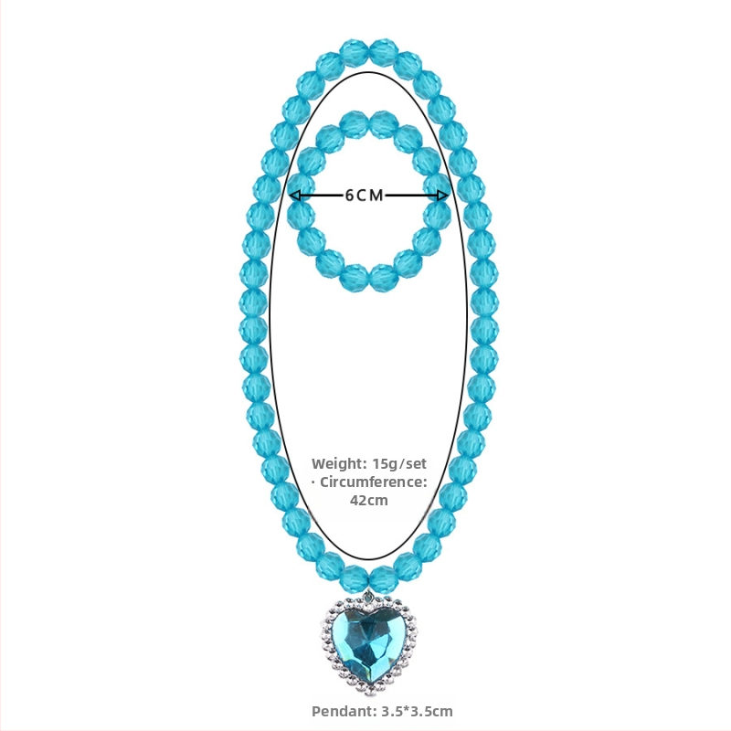 Европейски и американски замръзнали бижута принцеса дълго детско колие костюм океан сърце любов скъпоценен камък висулка
