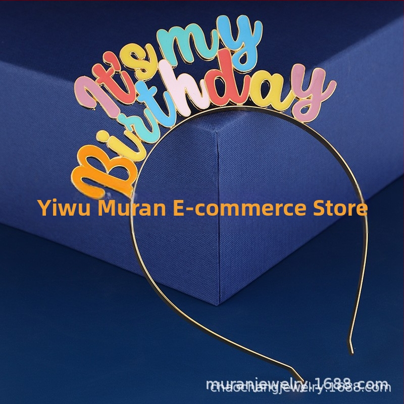 Europos ir Amerikos gimtadienio šventės spalvingos galvos juostos, spalvingos karūnos, plaukų aksesuarai, lašančios aliejaus raidės, mano gimtadienio galvos juostos