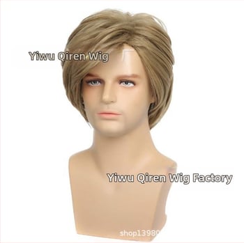 Qireni parukatehas, uued meeste juuksed, linased kuldsed, lühikesed meeste juuksed, osaliselt kaldus tukk, lühikesed juuksed, meeste peakatted kohapeal hulgimüügist