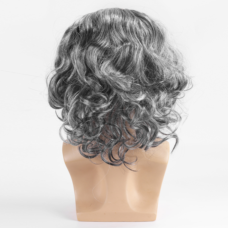 Halloweeni hull teadlane vana mees vanaisa cosplay etendus vana daam vanaema valge lühikeste juustega maskeeritud parukas