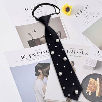 Cravată elegantă casual cu perle, cămașă pentru femei, cravată all-match, stil japonez, cravată în stil universitar, gratuit pentru persoane leneșe