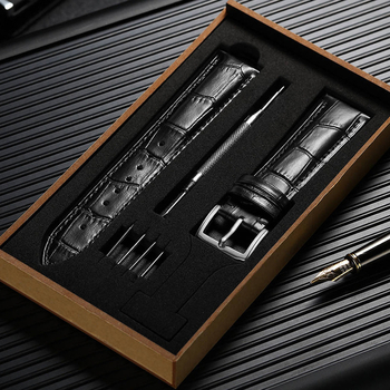 Αξεσουάρ ρολογιού από δέρμα επάνω στρώματος, unisex βραχιόλι, αδιάβροχο, αδιάβροχο, αγκράφα καρφίτσας από μπαμπού, κουτί συσκευασίας 20 χιλιοστών