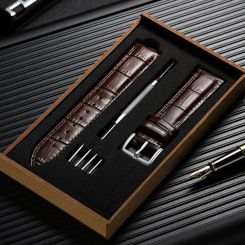 Viršutinio sluoksnio odinis dirželis, laikrodžių aksesuarai, unisex apyrankė, atspari prakaitui, vandeniui, bambukinis sagties pakavimo dėžutė, 20 mm