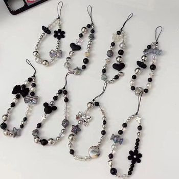 Pietų Korėjos šaunus juodas nišinis mobiliojo telefono dirželis „pasidaryk pats“ mobiliojo telefono dėklo aksesuarai, mobiliojo telefono grandinėlė, bagažo papuošalai, krepšys, pakabukas