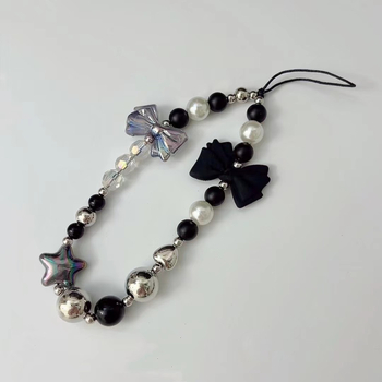 Pietų Korėjos šaunus juodas nišinis mobiliojo telefono dirželis „pasidaryk pats“ mobiliojo telefono dėklo aksesuarai, mobiliojo telefono grandinėlė, bagažo papuošalai, krepšys, pakabukas