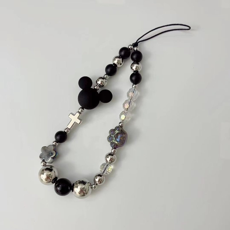 Pietų Korėjos šaunus juodas nišinis mobiliojo telefono dirželis „pasidaryk pats“ mobiliojo telefono dėklo aksesuarai, mobiliojo telefono grandinėlė, bagažo papuošalai, krepšys, pakabukas