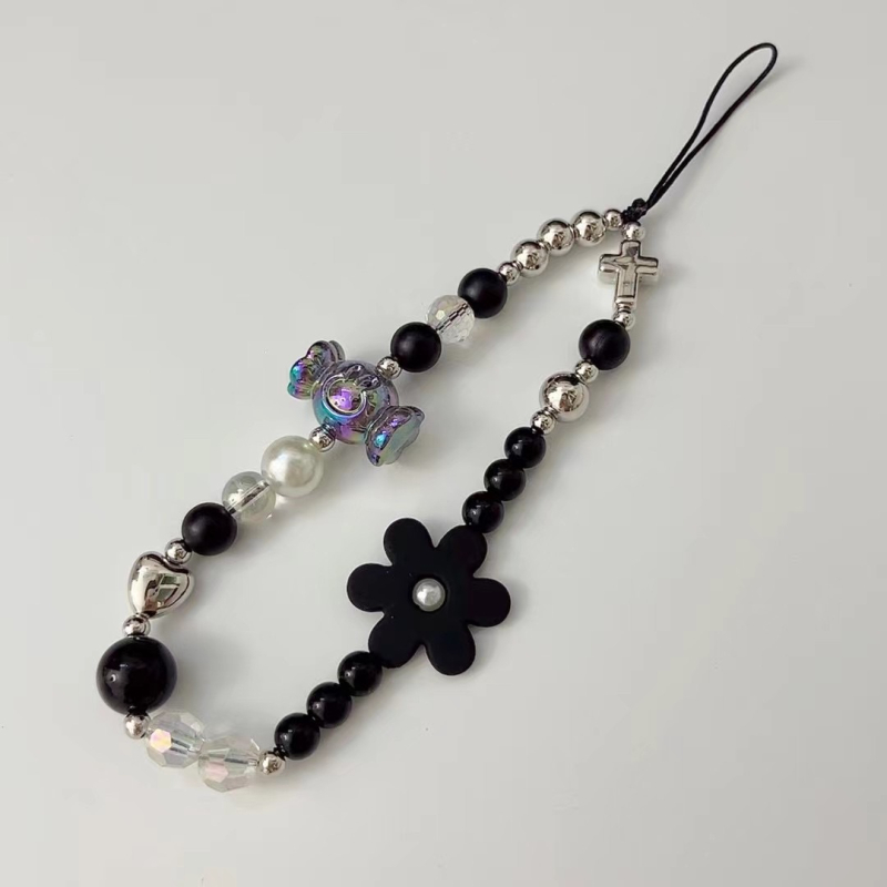 Pietų Korėjos šaunus juodas nišinis mobiliojo telefono dirželis „pasidaryk pats“ mobiliojo telefono dėklo aksesuarai, mobiliojo telefono grandinėlė, bagažo papuošalai, krepšys, pakabukas