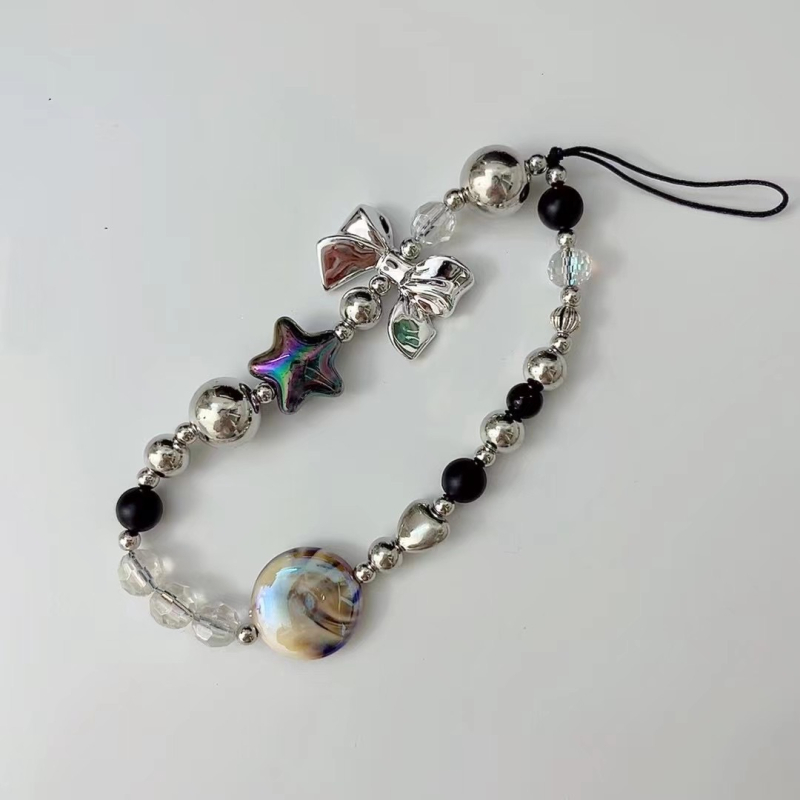 Pietų Korėjos šaunus juodas nišinis mobiliojo telefono dirželis „pasidaryk pats“ mobiliojo telefono dėklo aksesuarai, mobiliojo telefono grandinėlė, bagažo papuošalai, krepšys, pakabukas