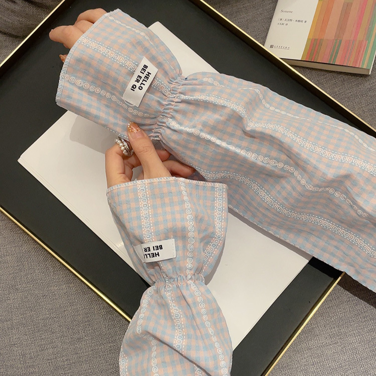 2023 új pamut kockás buborékos ujjú mori stílusú ujjú női naptej kültéri lovagló kar ujjak laza