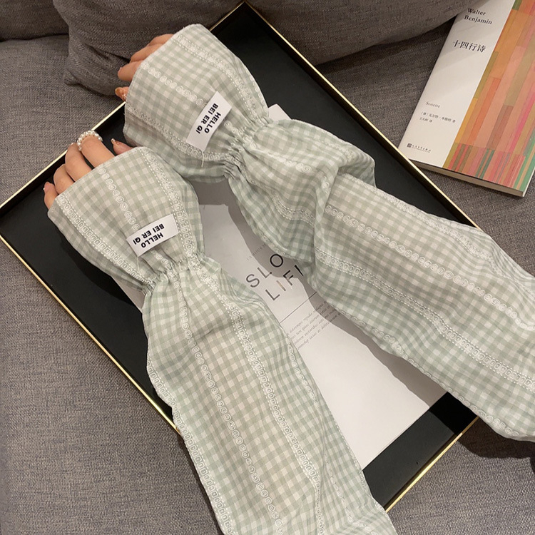 2023 új pamut kockás buborékos ujjú mori stílusú ujjú női naptej kültéri lovagló kar ujjak laza