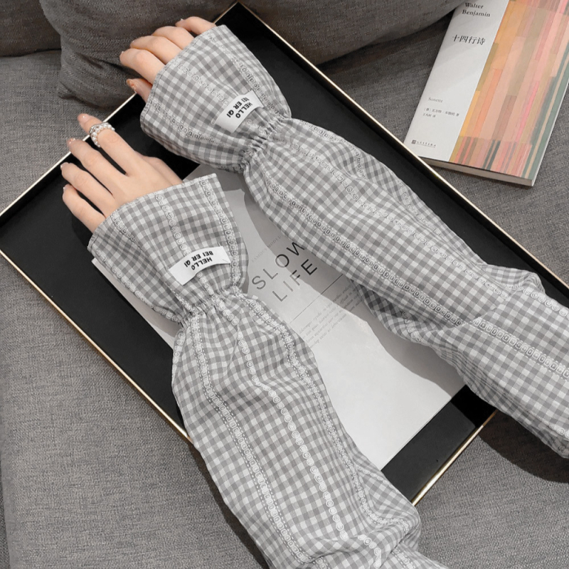 2023 új pamut kockás buborékos ujjú mori stílusú ujjú női naptej kültéri lovagló kar ujjak laza