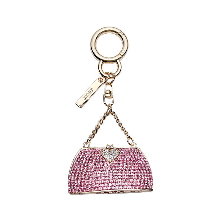 Breloc auto cu model de geantă cu diamant incrustat din aliaj, creativ, lucrat manual, cu gheare, pandantiv metalic, rafinat, ornamente pentru geantă, Europa și Statele Unite