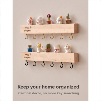 Ράφι εισόδου τοίχου με κλειδιά, μασίφ ξύλο, μη διάτρητο, διακοσμητικό ράφι εισόδου με γάντζο τοίχου, χονδρική
