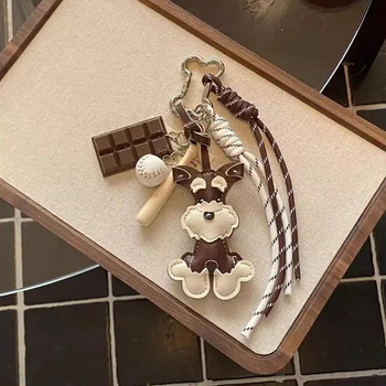 Mielas „Schnery“ šuns krepšio pakabukas, itin gausus automobilio raktų pakabukas, rankų darbo beisbolo pakabukas, PU pakabinamas krepšys porai