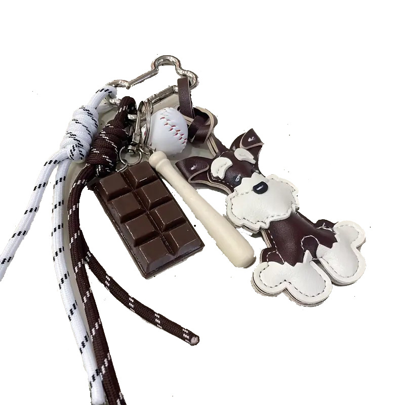Mielas „Schnery“ šuns krepšio pakabukas, itin gausus automobilio raktų pakabukas, rankų darbo beisbolo pakabukas, PU pakabinamas krepšys porai