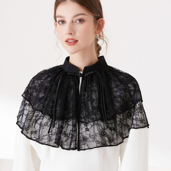 Διασυνοριακό Ευρωπαϊκό και Αμερικανικό Aliexpress Αγκράφα Διπλής Επίστρωσης Δαντελένιο Πλέγμα Χνουδωτό Σάλι με Ψεύτικο Κολάρο με Φούστα και Ευέλικτο Κομψό