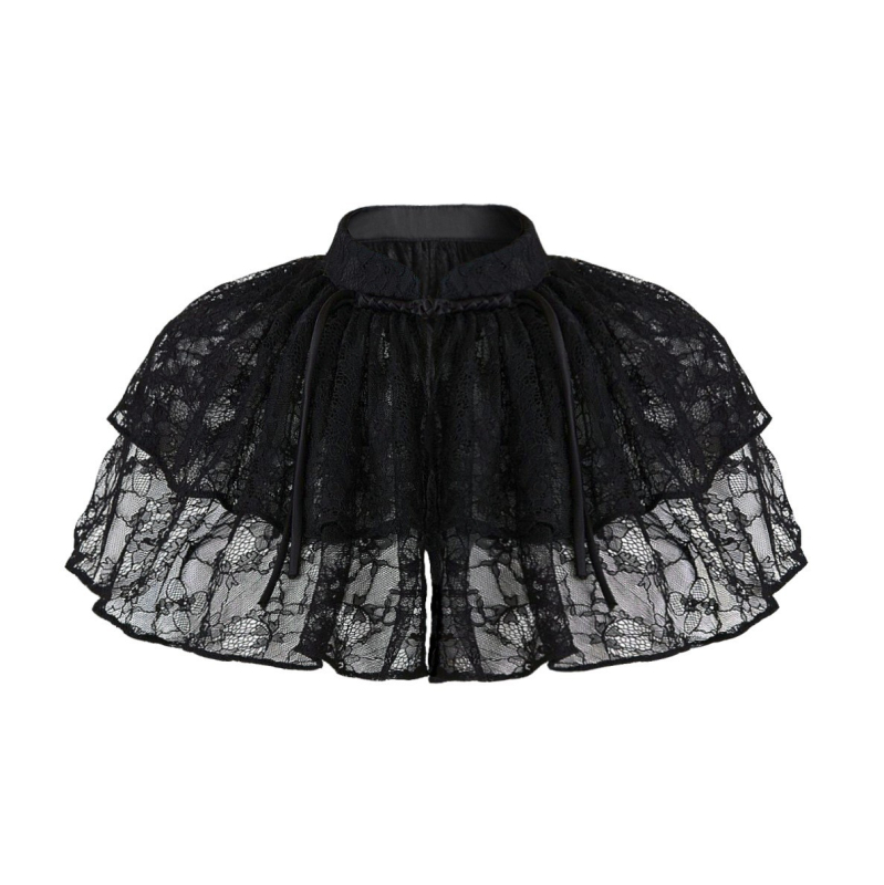 Трансграничен европейски и американски шал с катарама Aliexpress, двуслойна дантела, пухкава фалшива яка, с пола и универсален елегантен дизайн