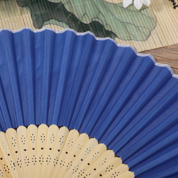 7-tolline tühi riidest ventilaator, ühevärviline kokkupandav ventilaator, polüester, bambusest ventilaator, isetehtud, käsitsi trükitud logo, siidist kiri