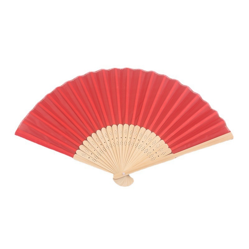 7-tolline tühi riidest ventilaator, ühevärviline kokkupandav ventilaator, polüester, bambusest ventilaator, isetehtud, käsitsi trükitud logo, siidist kiri