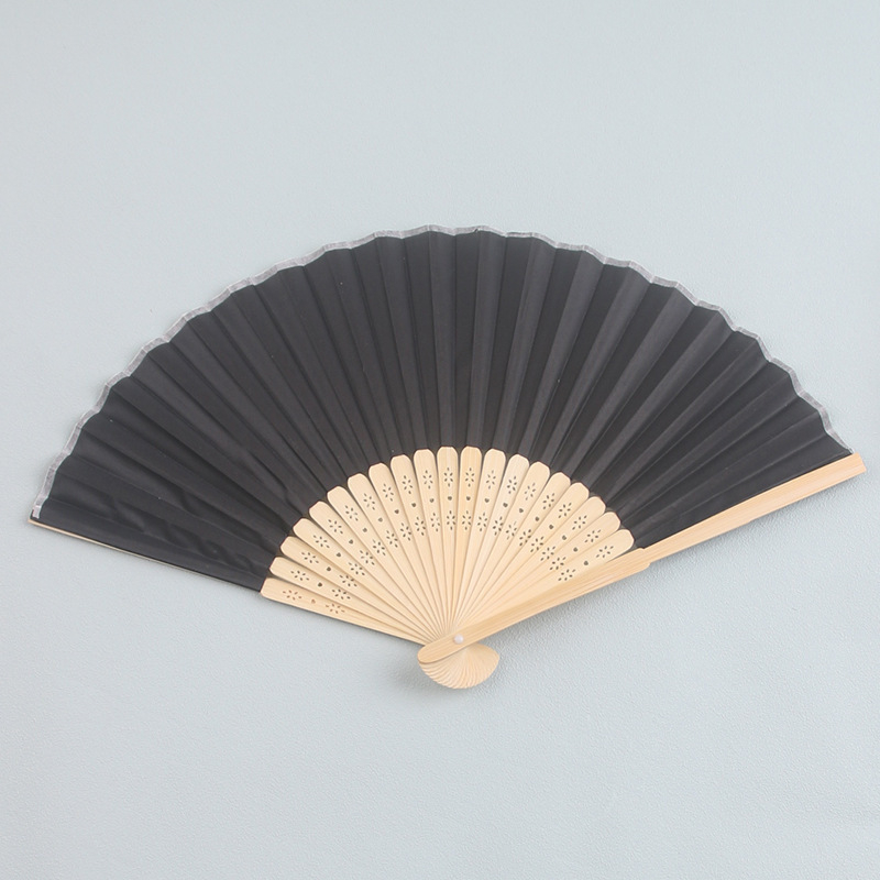 7-tolline tühi riidest ventilaator, ühevärviline kokkupandav ventilaator, polüester, bambusest ventilaator, isetehtud, käsitsi trükitud logo, siidist kiri