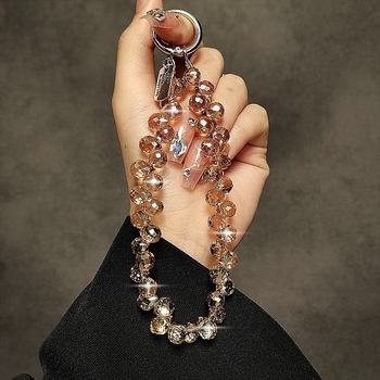 Κρυστάλλινο κορδόνι για κινητό τηλέφωνο, πολυτελές, χειροποίητο με χάντρες, κοντή αλυσίδα, μενταγιόν κοσμημάτων από στρας, υψηλής ποιότητας, με αίσθηση