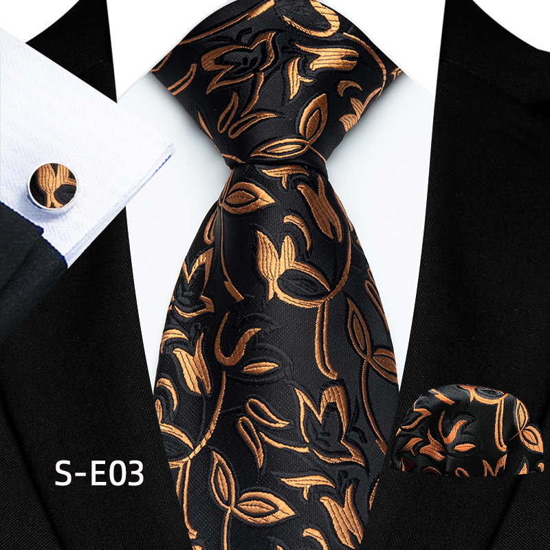 Gamyklos sandėlyje esantis tiesioginio tiekimo poliesterio 8 cm madingas Paisley vyriškas kaklaraiščio kvadratinės skaros rankogalių trijų dalių komplektas