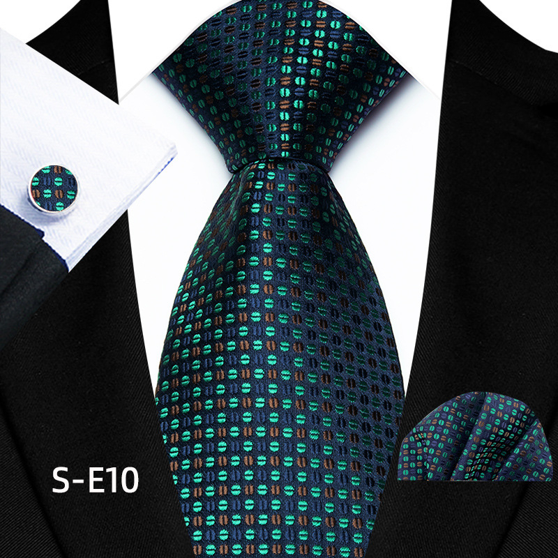 Gamyklos sandėlyje esantis tiesioginio tiekimo poliesterio 8 cm madingas Paisley vyriškas kaklaraiščio kvadratinės skaros rankogalių trijų dalių komplektas