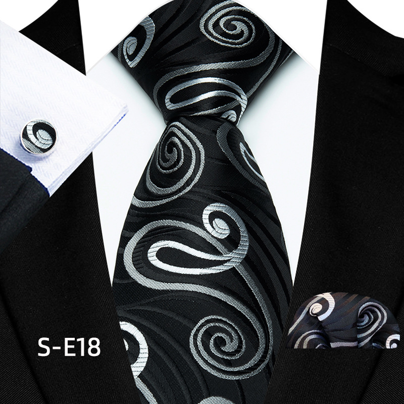 Gamyklos sandėlyje esantis tiesioginio tiekimo poliesterio 8 cm madingas Paisley vyriškas kaklaraiščio kvadratinės skaros rankogalių trijų dalių komplektas