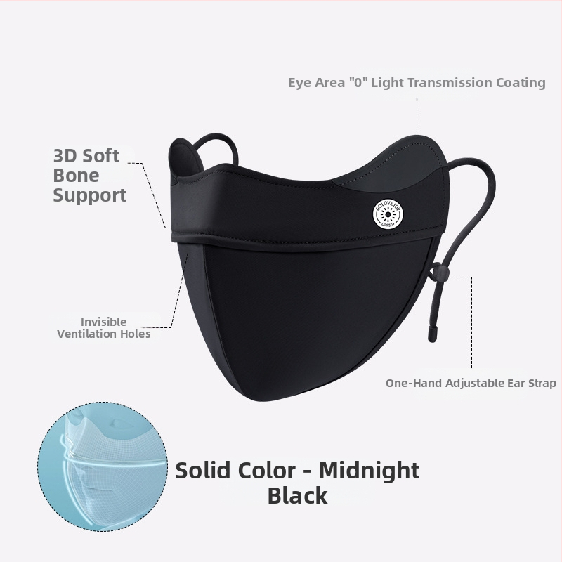 Dopamino kaukė nuo saulės moterims, apsauganti nuo ultravioletinių spindulių, maža, kvėpuojanti, vėsi ledo šilko kaukė, skirta akims, apsauganti nuo saulės.