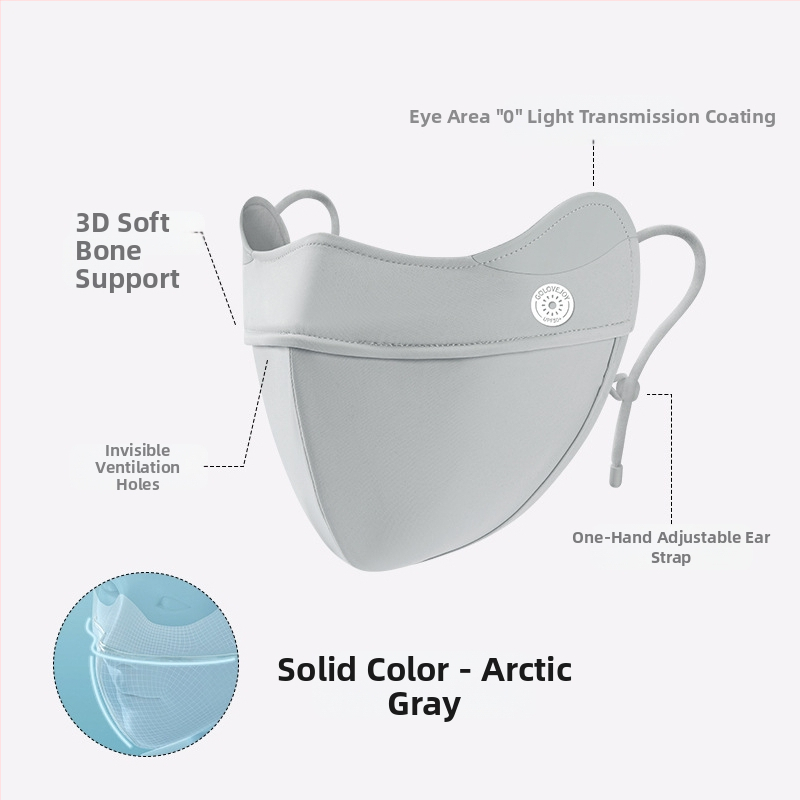 Dopamino kaukė nuo saulės moterims, apsauganti nuo ultravioletinių spindulių, maža, kvėpuojanti, vėsi ledo šilko kaukė, skirta akims, apsauganti nuo saulės.