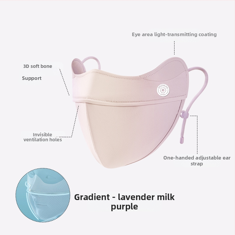 Dopamino kaukė nuo saulės moterims, apsauganti nuo ultravioletinių spindulių, maža, kvėpuojanti, vėsi ledo šilko kaukė, skirta akims, apsauganti nuo saulės.