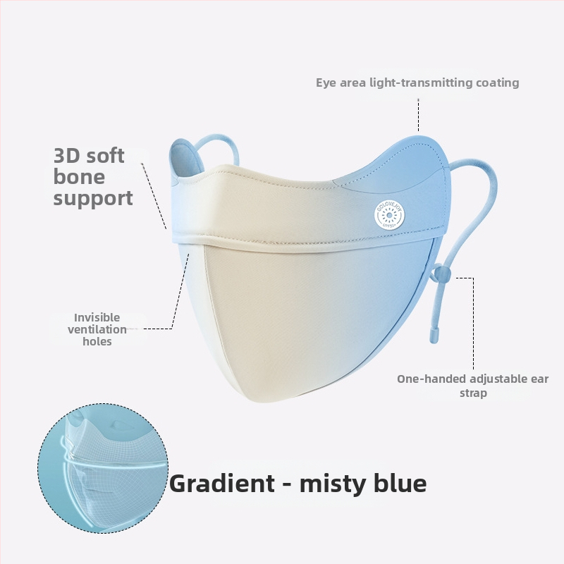 Dopamino kaukė nuo saulės moterims, apsauganti nuo ultravioletinių spindulių, maža, kvėpuojanti, vėsi ledo šilko kaukė, skirta akims, apsauganti nuo saulės.