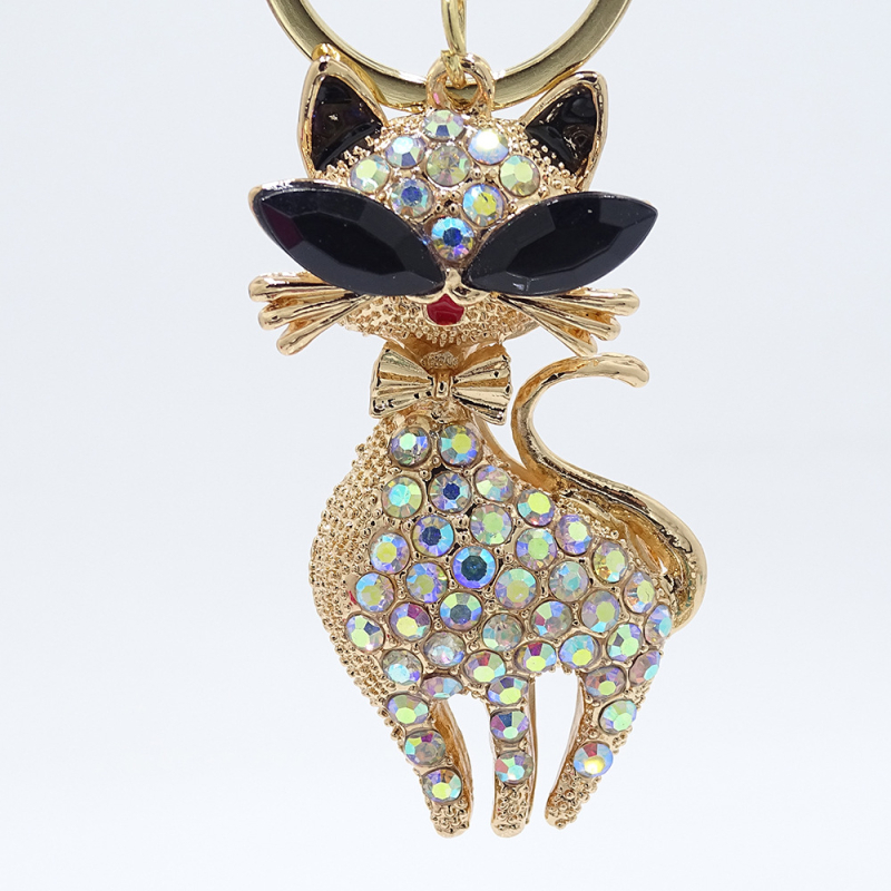 Breloc cu personalitate la modă din aliaj, tridimensional, cu diamant, tip pisoi, pandantiv pentru geantă, ornamente auto, cadouri de sărbători, 4 culori