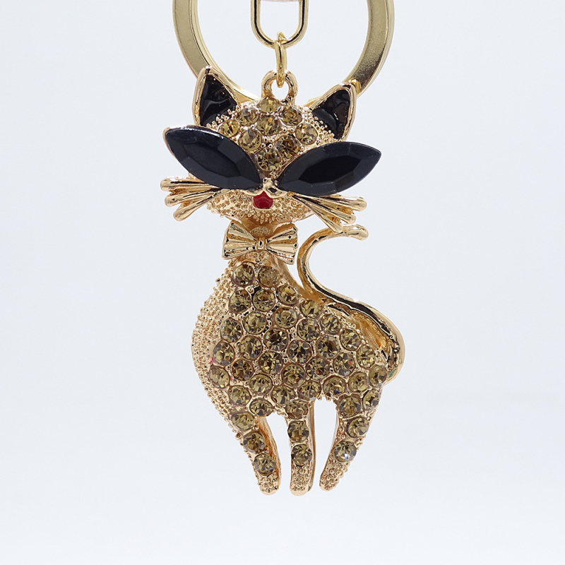 Breloc cu personalitate la modă din aliaj, tridimensional, cu diamant, tip pisoi, pandantiv pentru geantă, ornamente auto, cadouri de sărbători, 4 culori