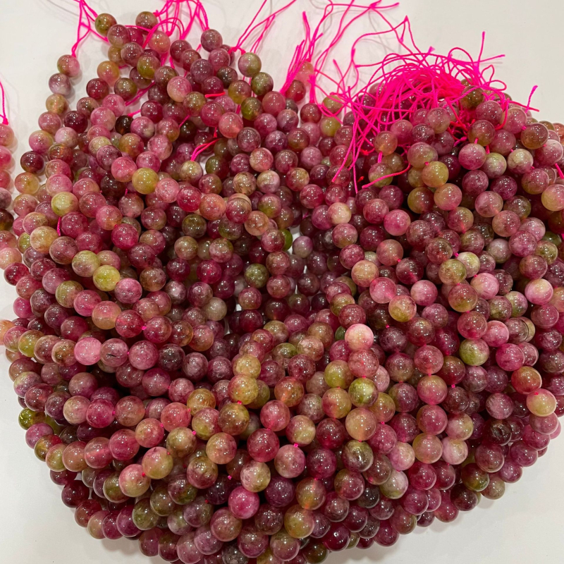 Turmalinske perle od lubenice, turmalinske perle, optimizirane kristalne perle od lubenice, turmalinske perle, DIY nakit, odjeća, dodaci, uživo