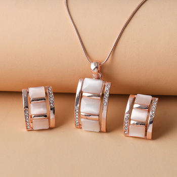 Cross-Border Light luksuzni pravokutni set od dva komada ogrlice i naušnica s mačjim okom s dijamantima, moderan karirani nakit visoke klase za žene