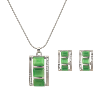 Σετ δύο τεμαχίων από πολυτελές ορθογώνιο κολιέ και σκουλαρίκια σε σχήμα ματιού γάτας σε σχήμα διαγράμματος Cross-Border Light με διαμάντια. Μοντέρνα καρό γυναικεία κοσμήματα υψηλής ποιότητας