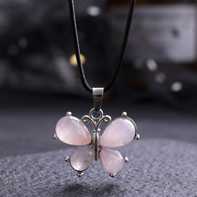 Europos ir Amerikos tarpvalstybinis karšto pardavimo natūralaus akmens krištolo drugelio pakabukas su ametistu, tigro akies akmeniu, personalizuota retro papuošalų didmeninė prekyba