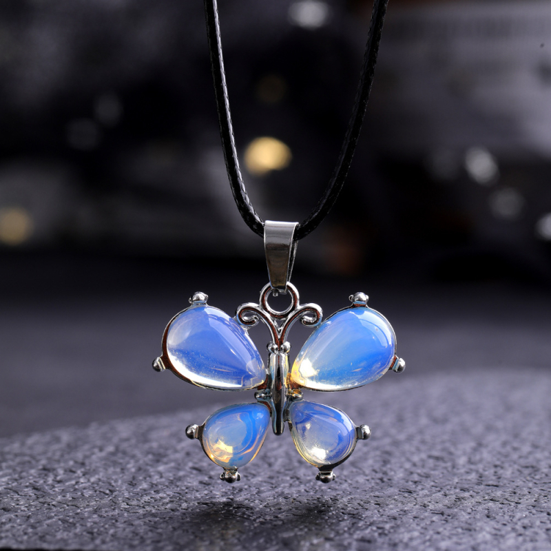 Europos ir Amerikos tarpvalstybinis karšto pardavimo natūralaus akmens krištolo drugelio pakabukas su ametistu, tigro akies akmeniu, personalizuota retro papuošalų didmeninė prekyba