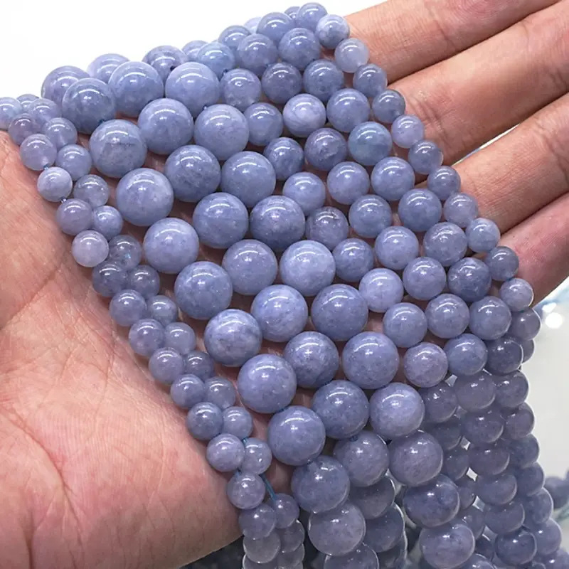 Priama dodávka levanduľovo fialových akvamarínových korálok z továrne, optimalizované fialové akvamarínové okrúhle korálky, DIY šperky, doplnky, polotovary