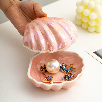 Tehase otsene roosa keraamiline kest ehtekarp pärlglasuuriga ehete hoiukarbi kummut kodu loomingulised kingitused