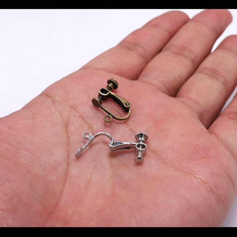 Kovová medená spona na ucho bez otvoru pre ucho, skrutka, 15*13 mm, DIY ručne vyrobené doplnky, spona na náušnice, materiál na náušnice