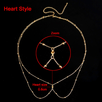 Moda europeană și americană de vară la mare, stil de vacanță, oțel inoxidabil, cristal dragoste, pandantiv, lanț cu ciucure, lanț dublu cu talie