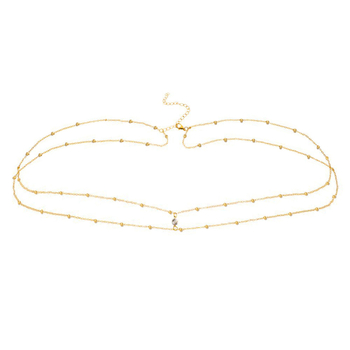 Moda europeană și americană de vară la mare, stil de vacanță, oțel inoxidabil, cristal dragoste, pandantiv, lanț cu ciucure, lanț dublu cu talie