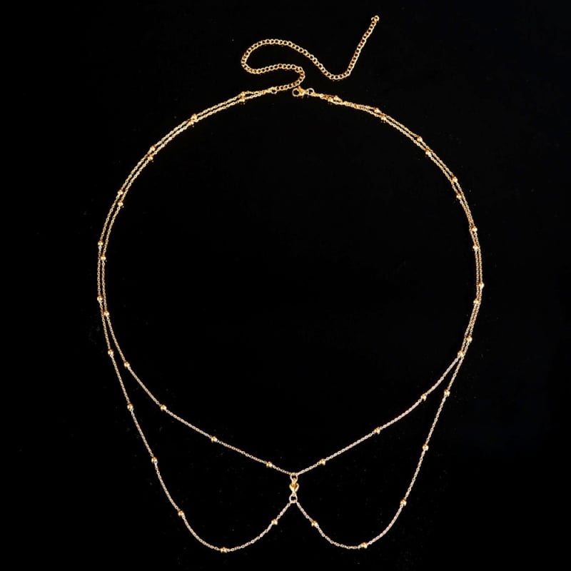 Moda europeană și americană de vară la mare, stil de vacanță, oțel inoxidabil, cristal dragoste, pandantiv, lanț cu ciucure, lanț dublu cu talie