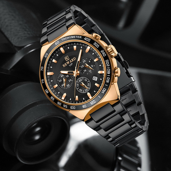 Ανδρικό ρολόι Reward με πολυλειτουργικό σπορ χαλαζία, αδιάβροχο, με λουράκι από ανοξείδωτο ατσάλι, τριών οπών, έξι ακίδων χρονισμού και τριφασικό λουράκι