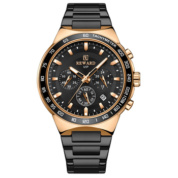 Ανδρικό ρολόι Reward με πολυλειτουργικό σπορ χαλαζία, αδιάβροχο, με λουράκι από ανοξείδωτο ατσάλι, τριών οπών, έξι ακίδων χρονισμού και τριφασικό λουράκι